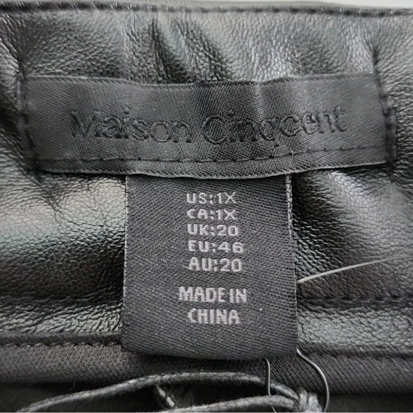Maison Cinqcent 500 Plus Women's Pull On Pants Black Faux Leather Stretch  Sz 1X - Picture 6 of 11